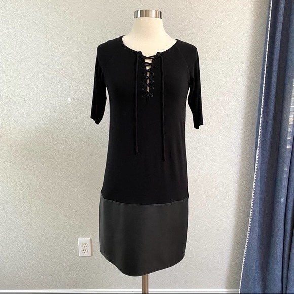 BAILEY 44 Black Vegan Leather Mini Dress Size Small - Picture 2 of 11